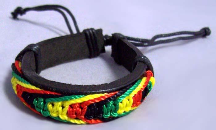 Native Pride - Reggae Rasta Bracelets In Black Faux Leather image