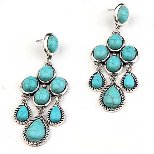 Native Pride -  Indian  Tribal Style  Earrings - 8 Stones  (81772 image