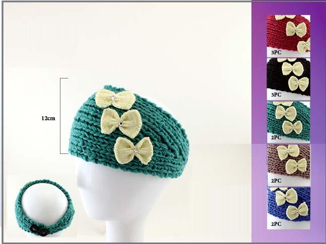 Knitted Head Bands - Ear Warmers For Women/Teenagers - 3 Bows image