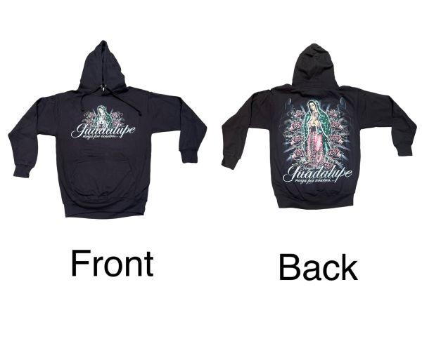 Guadalupe Screen Printed Hoodies For Adults - Black image