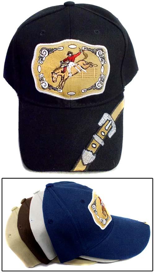 Rodeo Embroidered Baseball Caps - Cow Boy Riding Horse image