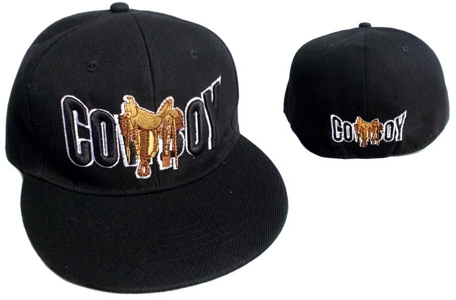 Rodeo Embroidered Flat Brim Baseball Caps - Cowboy With Saddle image