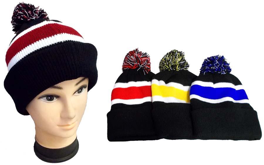 Knitted Winter Caps - Beanies With Pom Pom - For Adults image