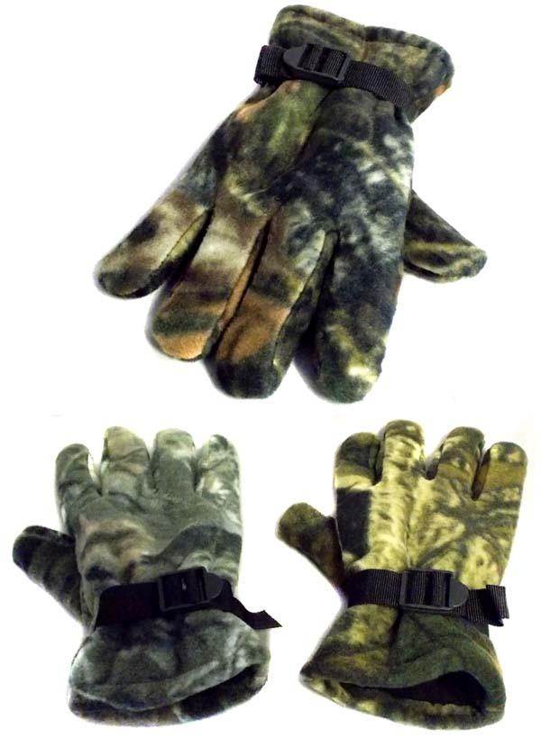 Adjustable Adult Fleece Camo Gloves image