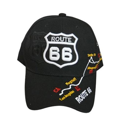 * Route 66 Embroidered Baseball Cap Hwy Map - Black Color (7508-111B) image