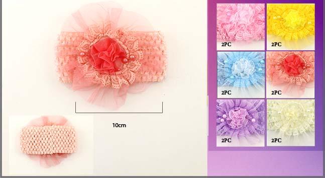 Hair Accessories Stretch Head Bands For Girls - Flower & Beads image
