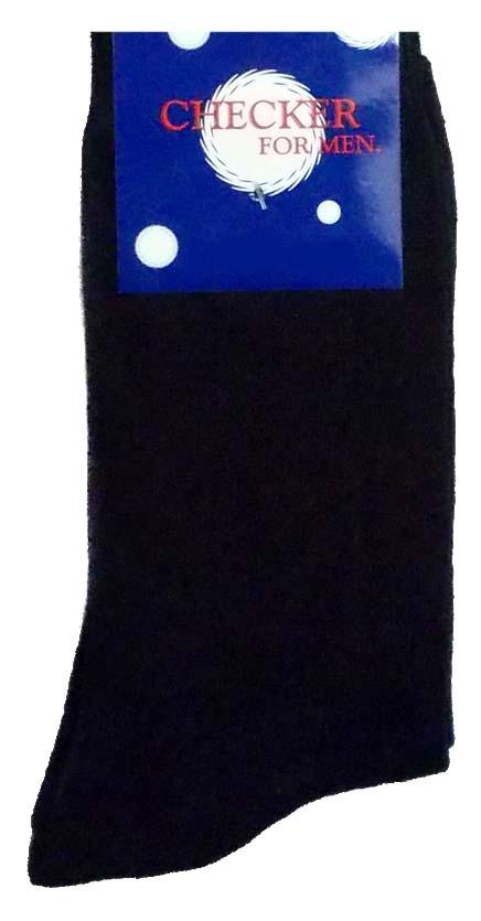 "Checker" Mens  Cotton Dress Socks - Black. Size: 10-13 image