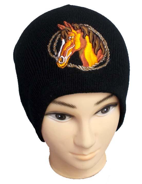 Native Pride Embroidered Beanies - Winter Caps - Horse image