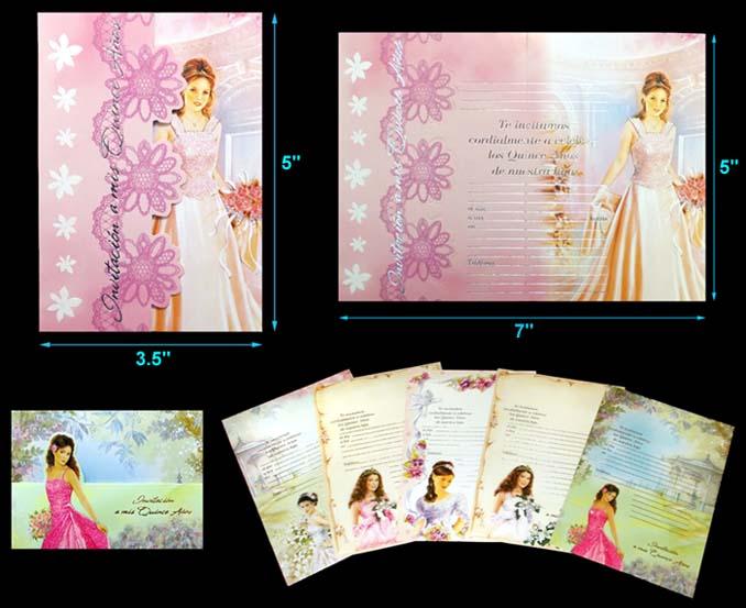 6 Pc Pack Of Quinceanera Invitation Cards - In Spanish image