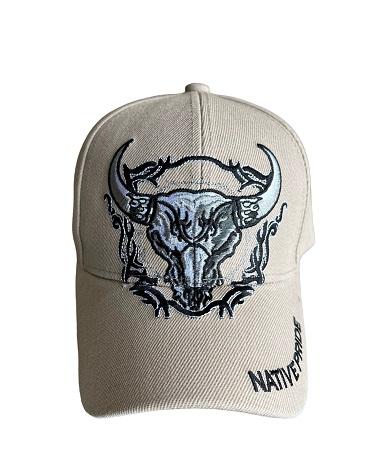 Bull Head Native Pride Baseball Cap - Khaki Color image