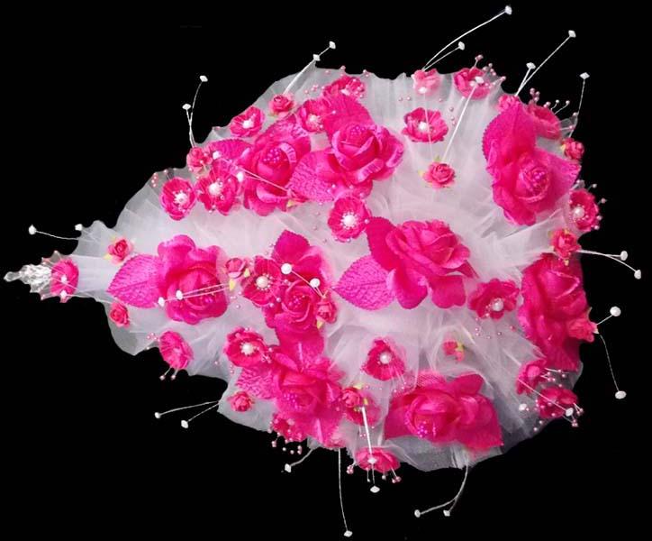 Large Bridal - Quinceanera-Sweet 15 Silk Flower Bouquet - Magenta image