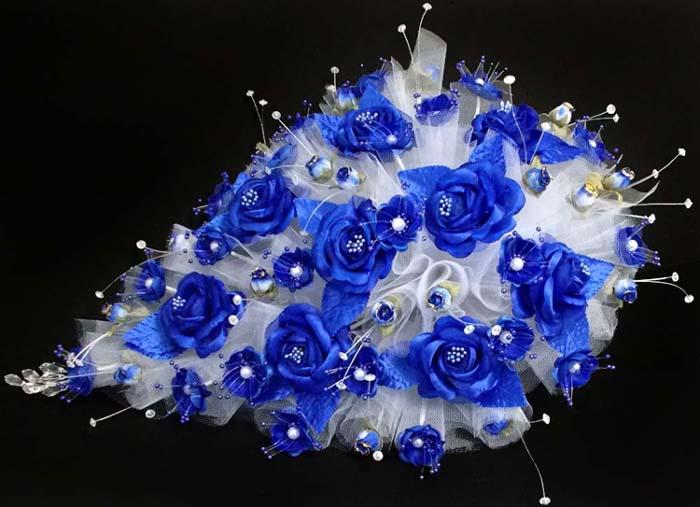 Large Bridal - Quinceanera - Sweet 15 Bouquet - Royal Blue image