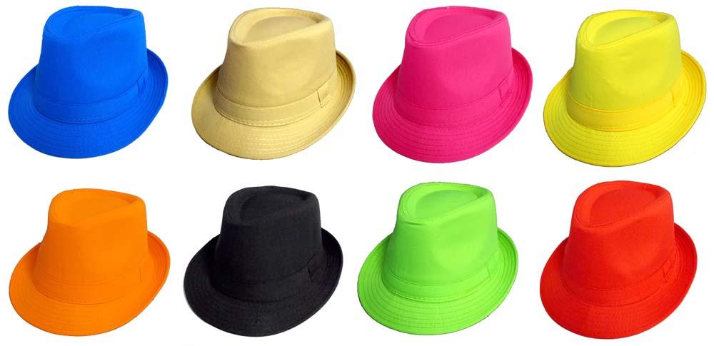 Fedora Trilby Hats For Adults - 8 Assorted Colors image