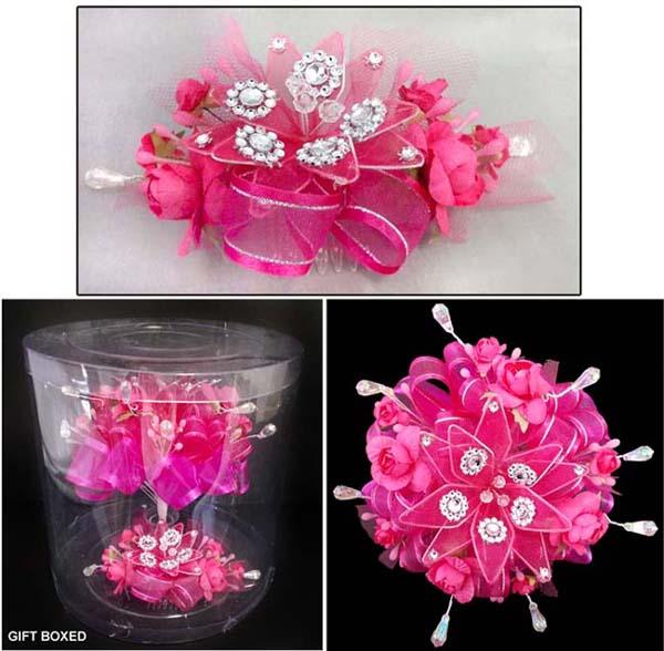 Bridal - Quinceanera - Presentation Silk Flower Bouquet - Fuchsia image