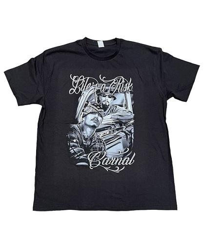 LIfes A Risk Cholo T-Shirt Mexican T-Shirt US Screen Printed image
