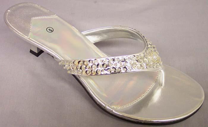 Teenagers/Womens Dress Sandals - Rhinestones/Sequins- Black Color image