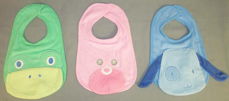 Squeaking Bibs With Animals Appliques - Large Size ( # BB-009) image
