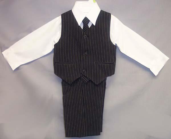 "Alan" Boys 4Pc Pin-Striped Slacks  Sets - Navy Color. ( 2T-4T) image