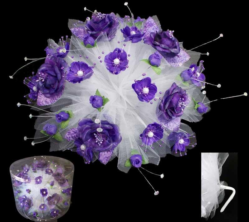 Bridal - Quinceanera - Sweet 15-16 Silk Flower  Bouquet -  Purple image