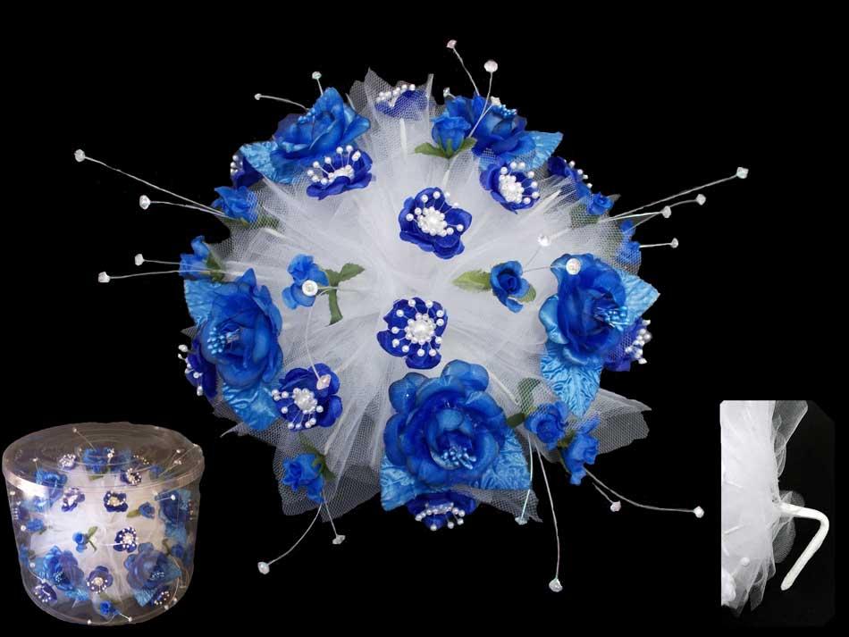 Bridal - Quinceanera - Sweet 15-16 Silk Flower  Bouquet -  R/Blue image