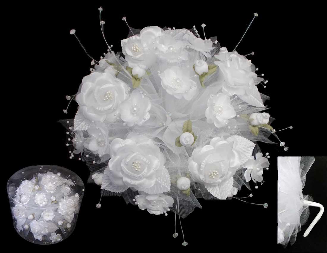 Bridal - Quinceanera - Sweet 15-16 Silk Flower  Bouquet White image