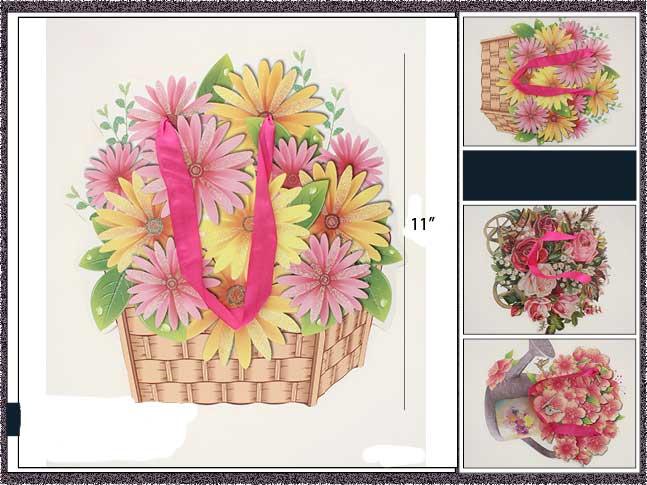 Designer Style Die Cut Gift Bags - Flowers image