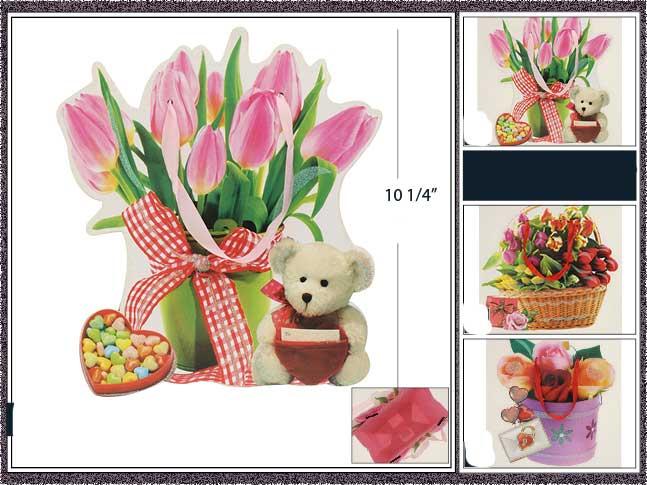 Designer Style Die Cut Gift Bags - Flowers image