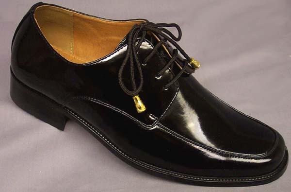 Mens Tuxedo Shoes  In Stitched Patent Leather - Black Color image