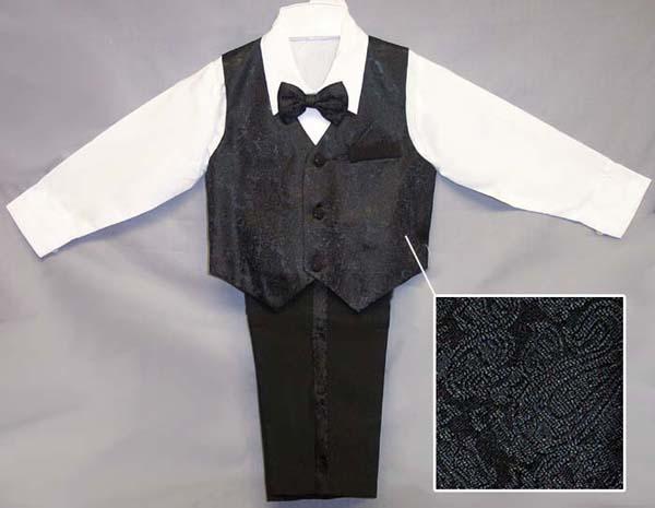 Boys 4Pc Jacquard Slacks Sets - Black Color. Sizes: Infant image