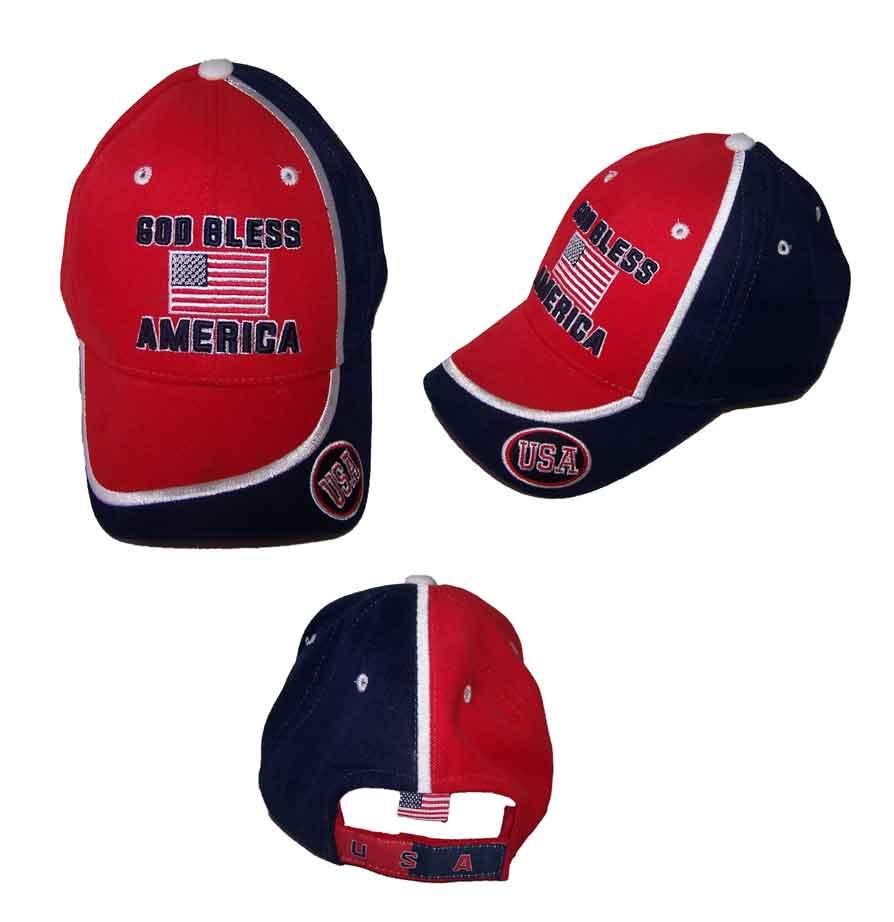 "God Bless America" Baseball Caps Embroidered image