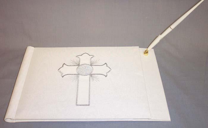 Christening/Communion White Embroidered 2Pc Guest Books image