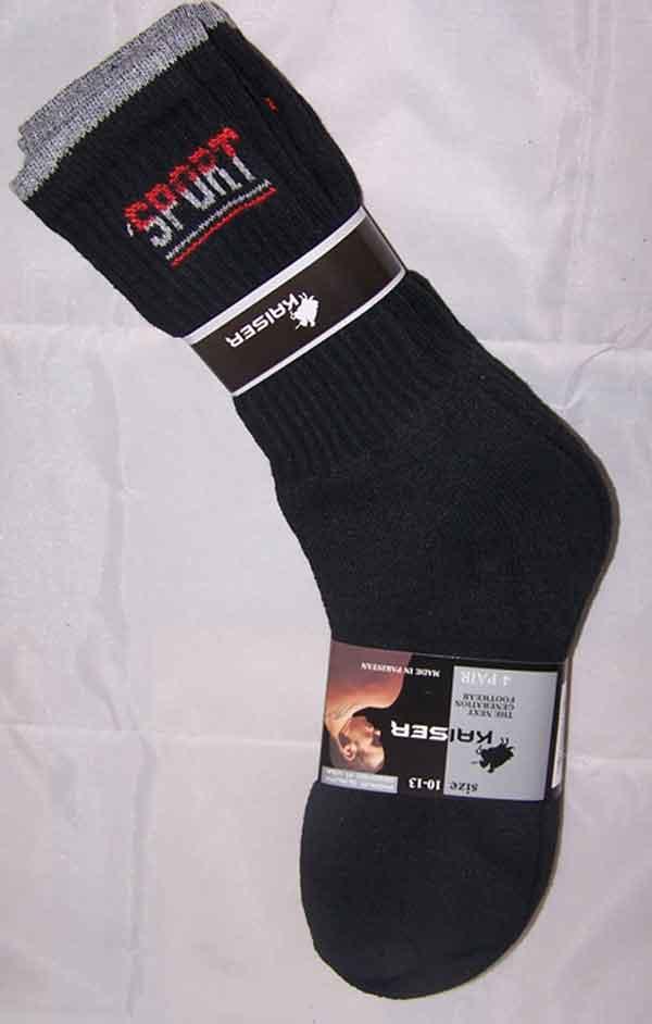 "Sport" Mens Black Cotton Sports Socks - Size: 10-13 image
