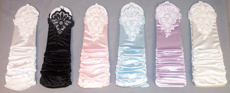 Girls/Womens Fancy Gloves With Pearls & Sequins image