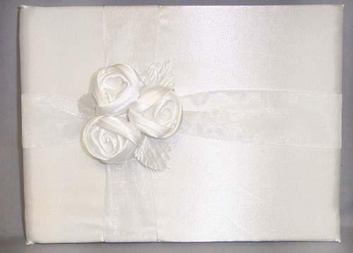 Guestbook With 3 Roses - White Color   ( # GB-1126) image