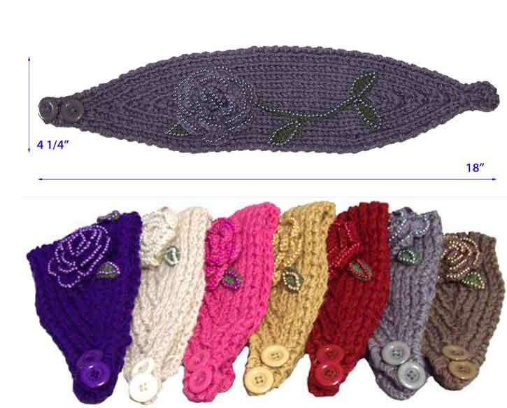 Knitted Head Bands - Ear Warmers For Women/Teenagers-Jewelled image