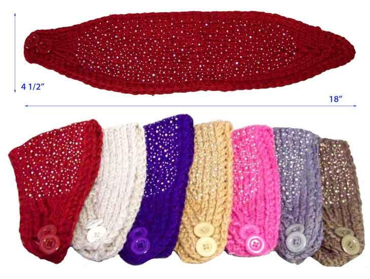 Knitted Head Bands - Ear Warmers For Women/Teenagers - Jewelled image