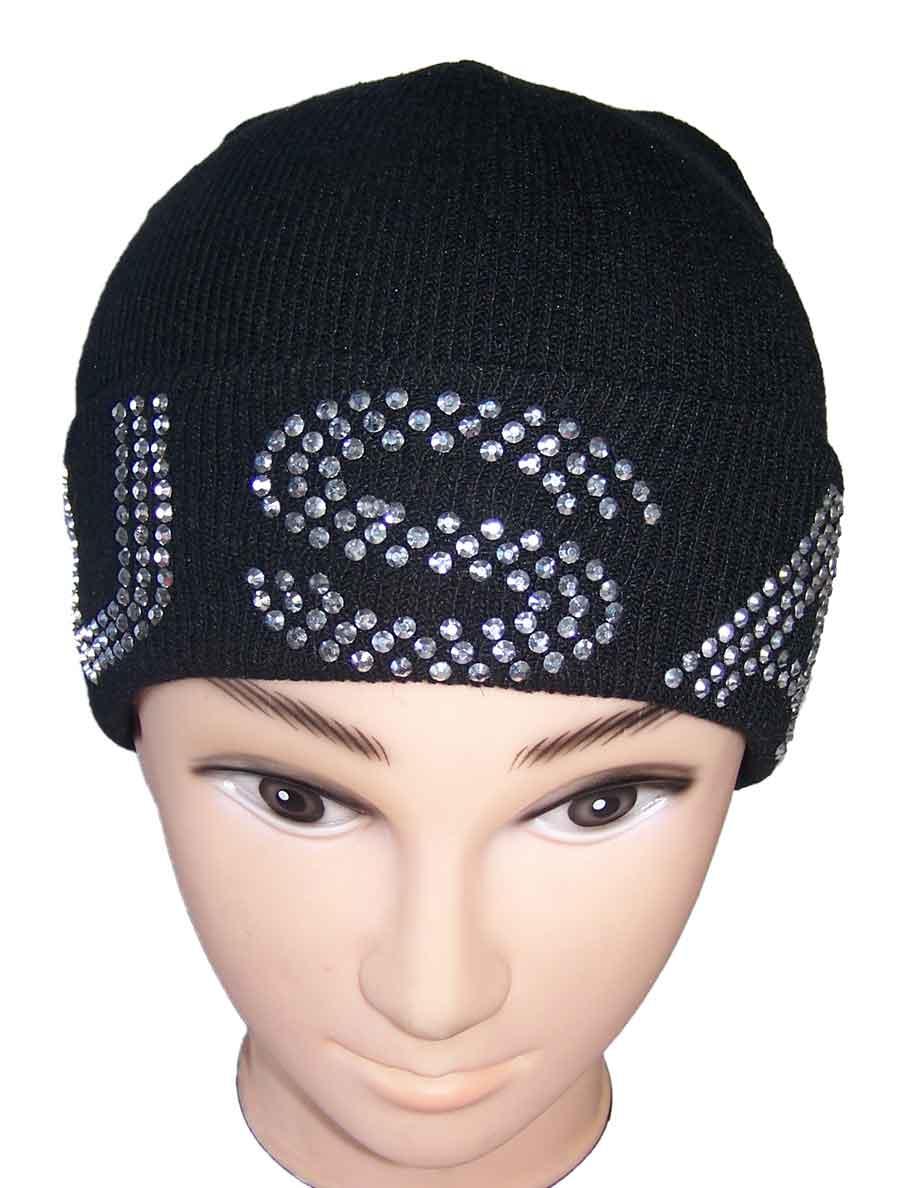 "USA" Rhinestones Knitted Beanies Winter Caps Winter Hats image