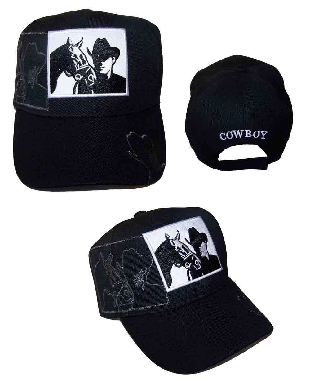 Rodeo Baseball Caps Embroidered & Printed  Cowboy With Horse image