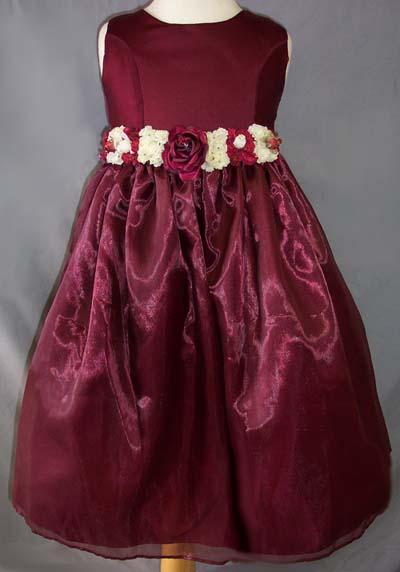 "MIMI" Girls Holiday Style Dress With Silk  Flowers (Sizes: 2-8) image