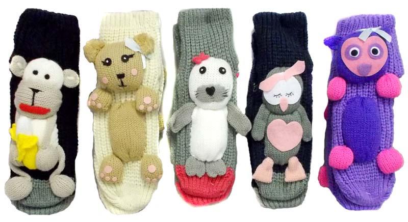 Girls Slipper Socks With Animal Appliques (Size: 9-11) image