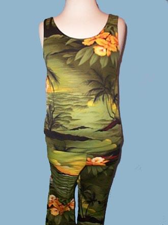 Hawaiian  Prints  2Pc Girls  Capri Set With  Tank  Top image