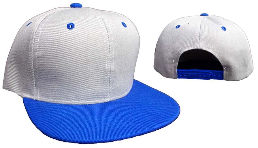 Snap Back Flat Brim Baseball Caps - Grey & Blue Combo image