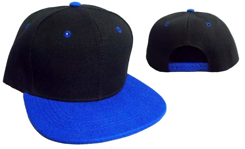 Snap Back Flat Brim Baseball Caps - Black & Blue Combo image