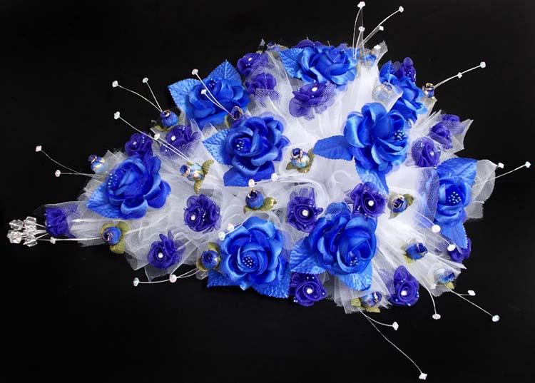 Bridal - Quinceanera - Sweet 15 Bouquet - Rhinestones Royal Blue image