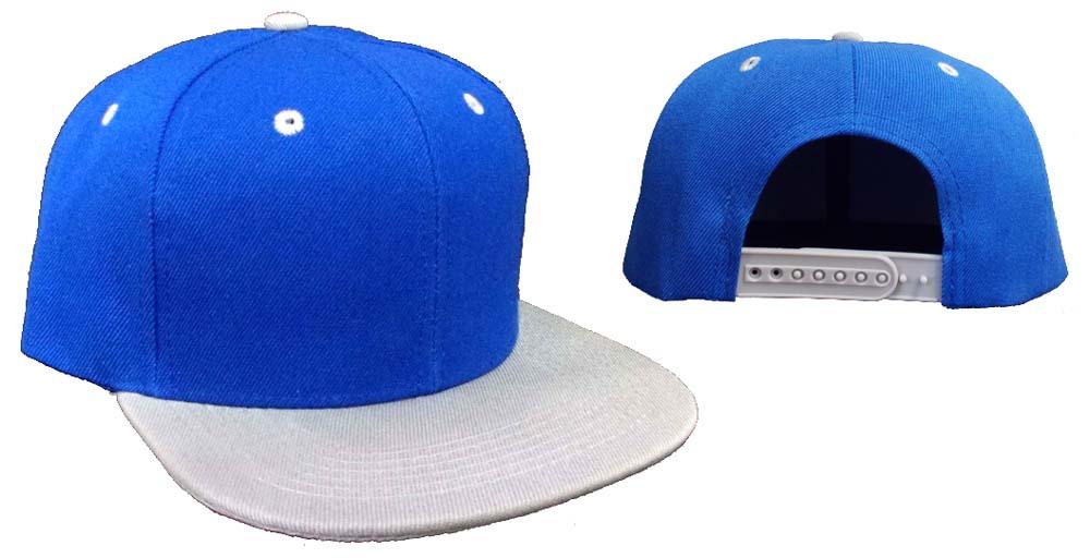 Snap Back Flat Brim Baseball Caps - Royal Blue & Silver Grey image