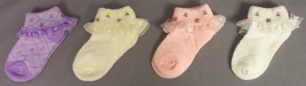 Small Girls Fancy Socks With Embroidery/Lace  ( # GNS2032/Color) image