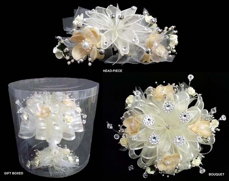 Bridal - Quinceanera - Presentation - 2Pc Silk Flower Bouquet image