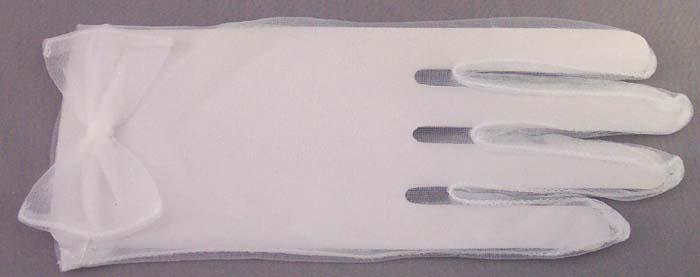 Womens White Sheer Gloves With Bow ( # NS2002-Bow) image