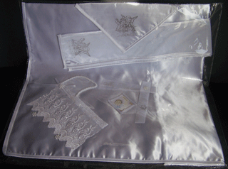 Baby 3Pc Embroidered Christening Baptism Satin Blanket (English) image