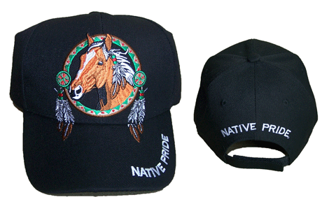 * Horse & Medicine Wheel Native Pride Embroidered Baseball Cap (Capnp626b) image